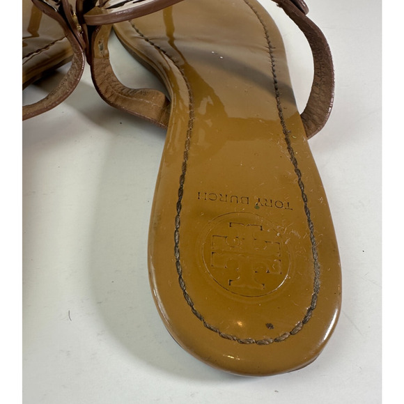 Tory Burch Miller Leather Thong Sandals Tan Beige Flip Flops Women's Size 9 M - Picture 14 of 16